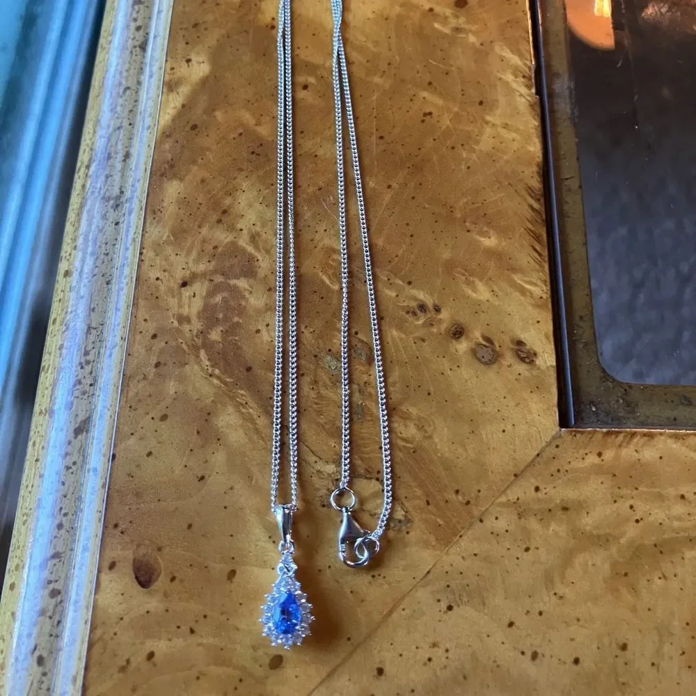 Natural Tanzanite Sterling Silver Necklace